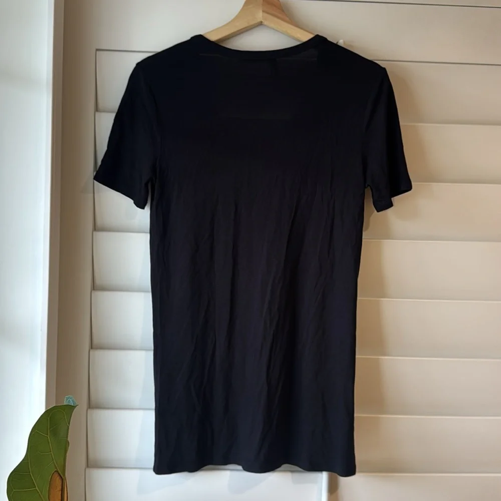 T BY ALEXANDER WANG EUC U Neck Pocket Classic Tee Shirt T Black XS Rayon Basic - Picture 5 of 5